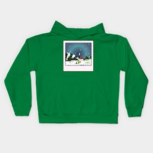 snowman in a valley picture photograph Kids Hoodie